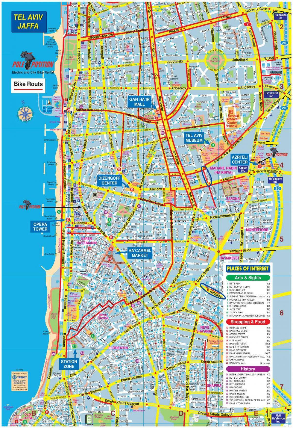 Tel Aviv bike map - Map of Tel Aviv bike (Israel)