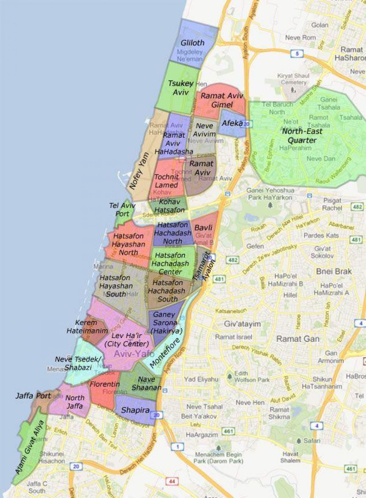 Tel Aviv neighborhoods map