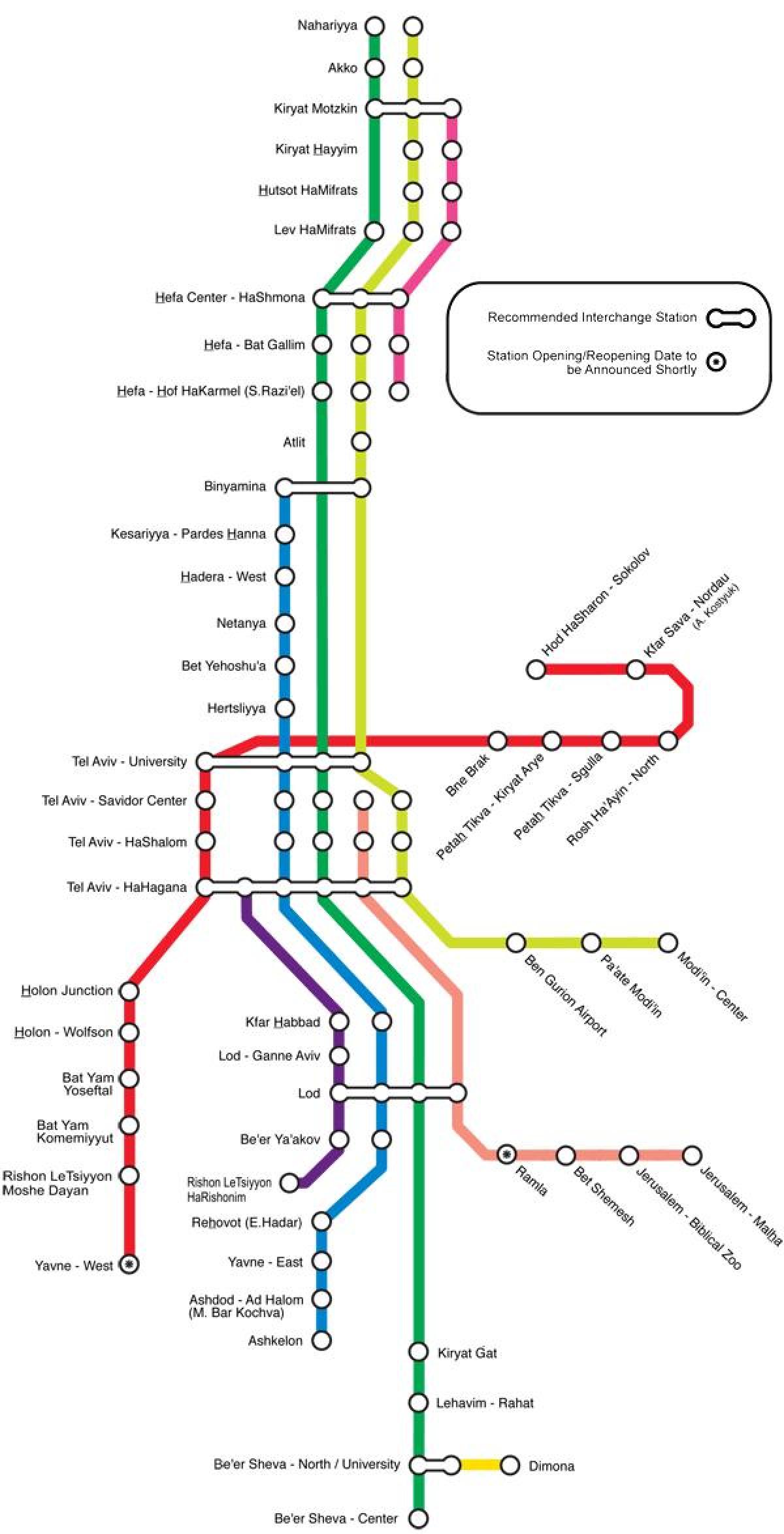 map of  Tel Aviv train