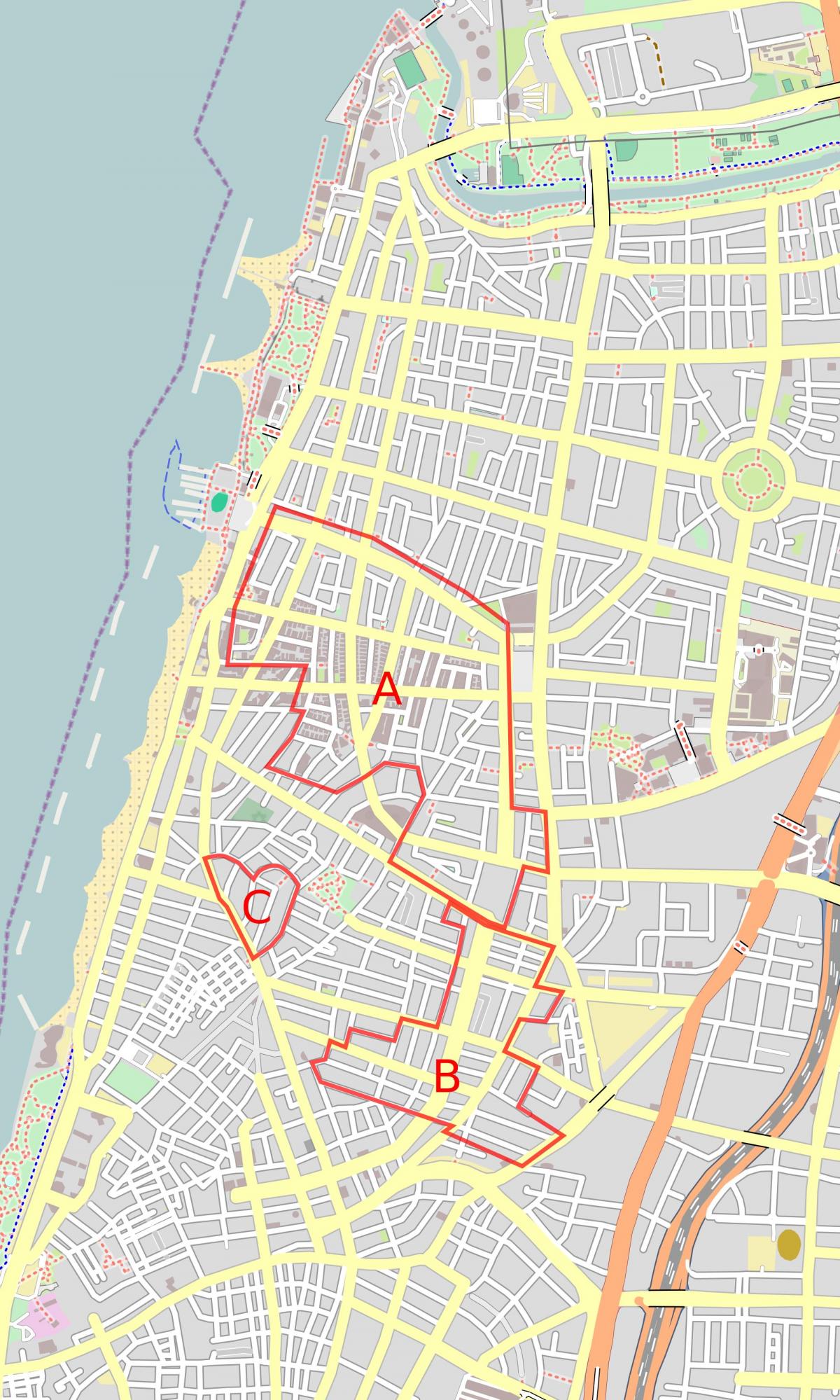 map of white city Tel Aviv
